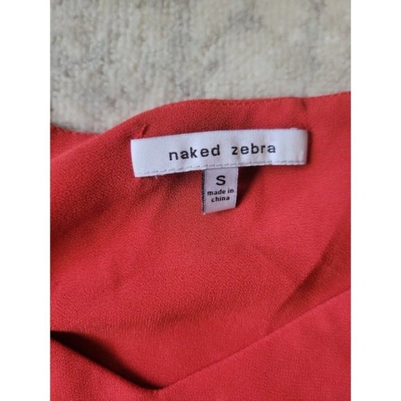 Naked Zebra Red Sheer Lined V-Neck Spaghetti Straps Size Small - Picture 3 of 5